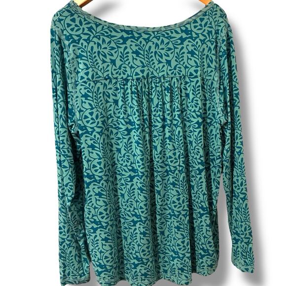 Soft Surroundings Top Size Medium Teal Artisan Weekend Getaway Peplum Boat Neck - Picture 2 of 6